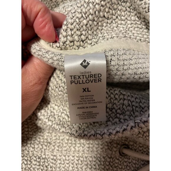 M Gray White Textured Mock Neck Long Sleeve Pullover Sweater Sz XL - Picture 9 of 10